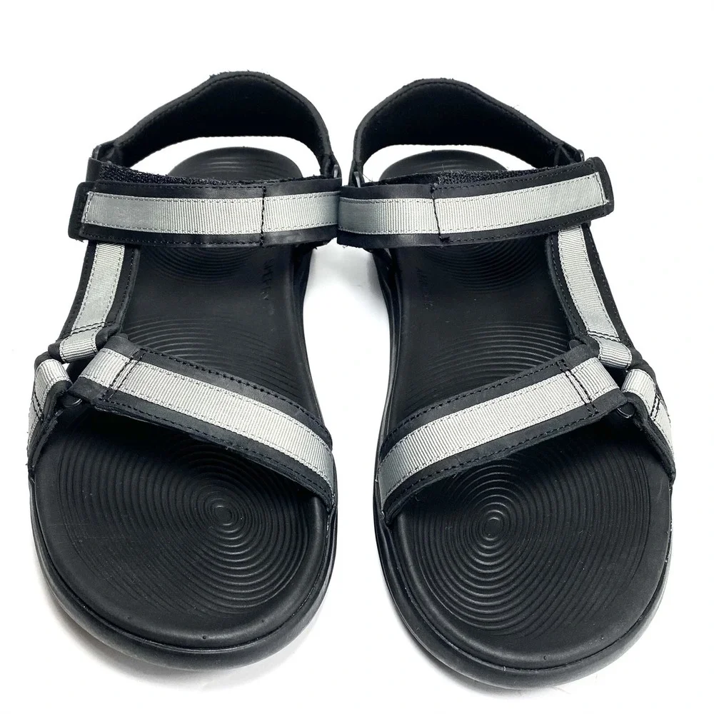 Sperry Regatta Mens Sandals Black/Gray Leather/Canvas Size 10 M NEW